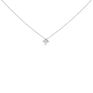 10K Gold 1/10 Ct Bezel Solitaire Princess Diamond Kite Shape Pendent Necklace - 1 of 4