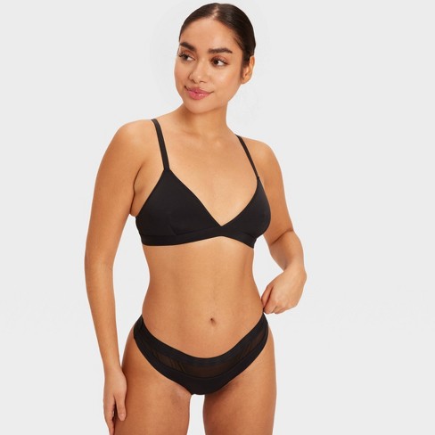 Jockey Organic Cotton Stretch Triangle Bralette in Black, Size