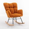 GlasFlength Accent Chairs Modern Rocking Chair Armchair Lazy Chair Sofa Chair Reading Chair for Living Room, Orange, 31.5"*27.6"*37.4" - 3 of 4