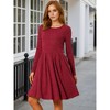 INSPIRE CHIC Women's Long Sleeve Round Neck A-Line Swing Knee Length Dress with Pockets - 2 of 4