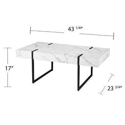 Wennan Modern Faux Marble Rectangular Cocktail Table with Black Metal Legs