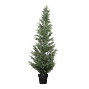 SEVABAL Artificial Trees, 5-Foot Artificial Cypress Tree with UV Protection for Indoor and Outdoor Decoration, Green, 33.46"*8.07"*60" - 1 of 4