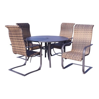 Courtyard Casual Santa Fe 5 pc  48" Round Dining Set with Wicker Spring   Includes one Round table and 4 Wicker Spring Chairs