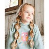 Deux par Deux Girl Hooded Tunic Sage Green with Owl Print - 3 of 4