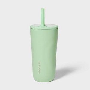 20 fl oz Stainless Steel Tumbler with Straw Green - All In Motion : Target