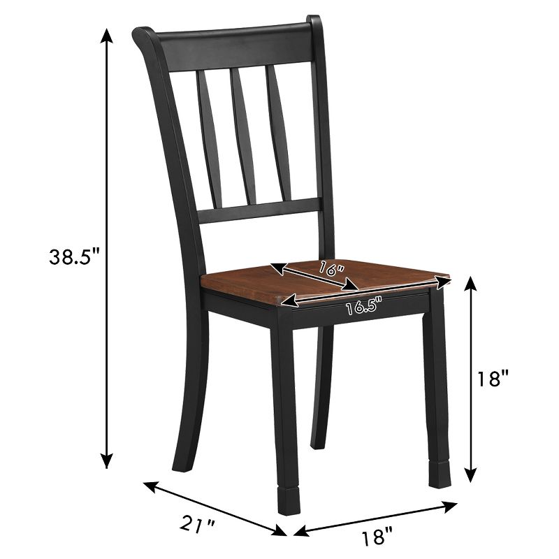 Costway Set of 2 Wood Dining Chair High Back Kitchen Whitesburg Side Chair BlackWhite, 3 of 10