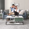 HOMLUX Modern Coffee Table Living Room Furniture with Open Shelves & Storage Drawer,White&Green - 3 of 4