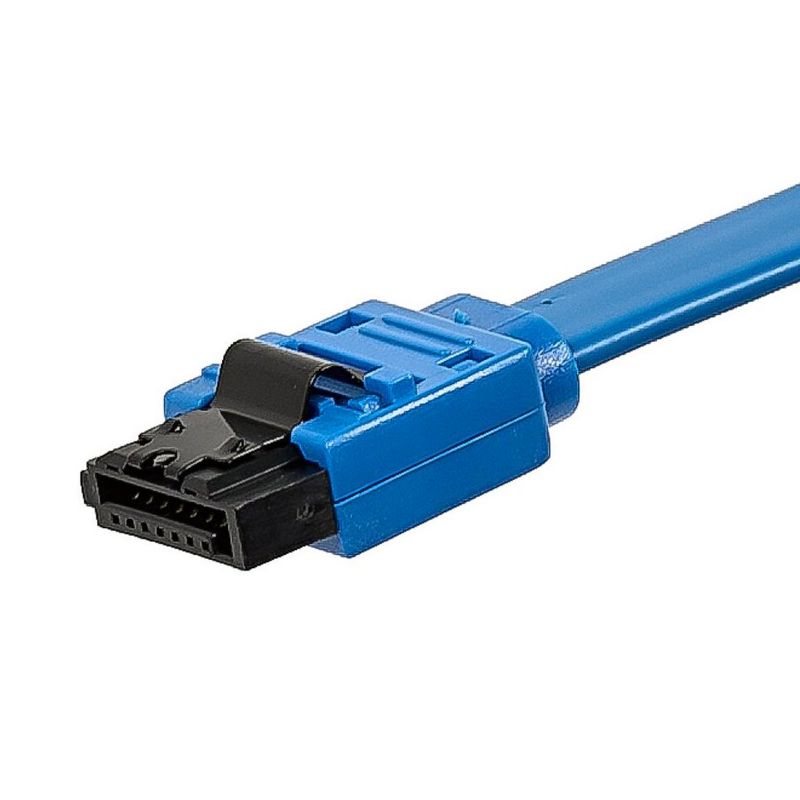 Monoprice DATA Cable - 1.5 Feet - Blue | SATA 6Gbps Cable with Locking Latch (90-degree to 180-degree), 2 of 4