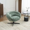 Modern 360° Swivel Office Chair,Chenille Upholstered Lounge Chair With Metal Base,Round Living Room Armless Swivel Chair-Coolbibila - 2 of 4