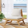 Outdoor Acacia Wood Patio Accent Chair with Cushion,Slatted Design Armless Club Chair,Lounge Chair For Patio Deck Garden-Coolbibila - 2 of 4