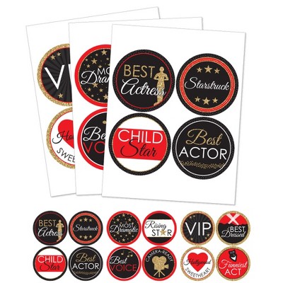 Big Dot of Happiness Red Carpet Hollywood - Movie Night Party Funny Name Tags - Award Party Badges Sticker Set of 12