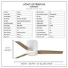 Urban Ambiance Luxury Mid-Century Modern Ceiling Fan 9.75''H x 44''W,  Matte White Finish,  Camden Collection, UHP9291 - 3 of 4