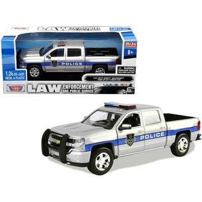 2017 Chevrolet Silverado 1500 LT Z71 Crew Cab Police Silver "Law Enforcement & Public Service" 1/24 Diecast by Motormax