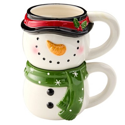 The Lakeside Collection Christmas Characters Stackable Ceramic Mugs Set of 2
