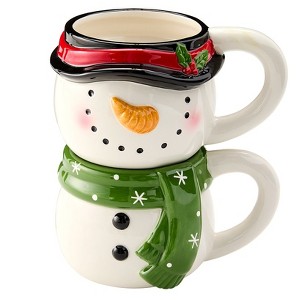 The Lakeside Collection Christmas Characters Stackable Ceramic Mugs Set of 2 - 1 of 3