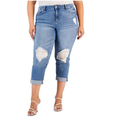 Celebrity Pink Womens Bestie Cuffed Girlfriend Cropped Jeans