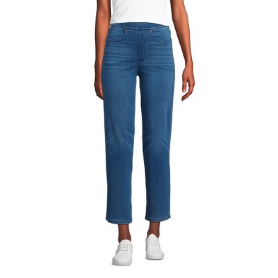Lands' End Women's Starfish High Rise Knit Denim Straight Crop Jeans