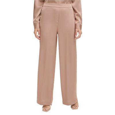 Calvin Klein Womens Pull On Satin Wide Leg Relaxed Casual Pants