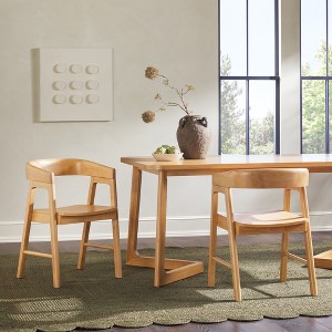 Saracina Home Set of 2 Modern Solid Wood Rounded Back Dining Chair - 1 of 4