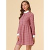 INSPIRE CHIC Women's Plaid Long Sleeve Button Contrast Point Collar Shirt Dress - 4 of 4