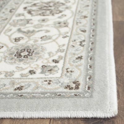 Elegant Silver and Cream Hand-Knotted Wool-Viscose Rug 4' x 5'-3"
