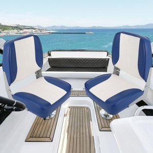 2-Pack Low Back Boat Seats - Padded Folding Fishing Chairs, Weatherproof for Cruises & Speedboats - 1 of 4