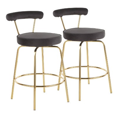 Set Of 2 Rhonda Glam Counter Height, Glam Bar Stools With Backs