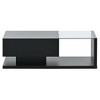 PAGED Wooden Coffee Table, Modern Side Table with Storage and Tempered Glass, 2-Tier Center Table for Living Room, Bedroom - 4 of 4
