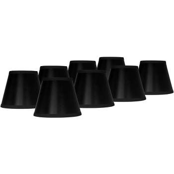 Springcrest Set of 8 Empire Chandelier Lamp Shades Black Paper Small 3" Top x 5" Bottom x 4" High Candelabra Clip-On Fitting