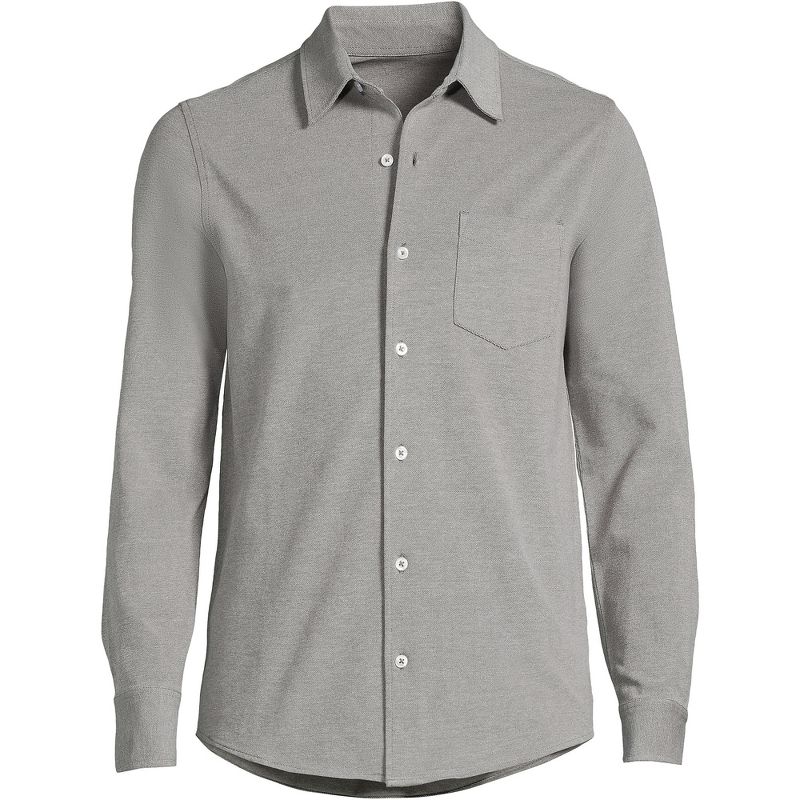Lands' End Men's Long Sleeve Texture Knit Button Down Shirt, 3 of 6