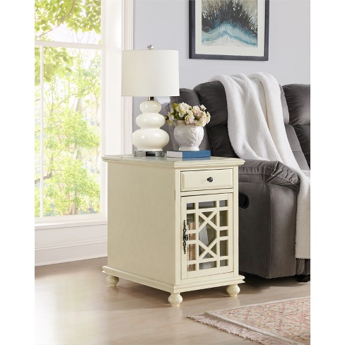Elegant Chairside Table With Power, White Chairside Table With Power