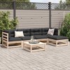 vidaXL Garden Sofa Set Natural wood Solid pine wood (untreated) Large - Natural pine No Cushion - 3 of 4