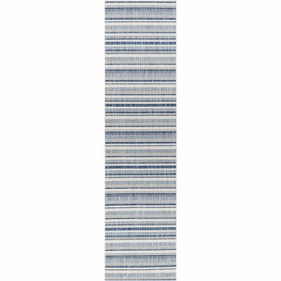 Hauteloom Olin White&Blue Striped Nordic Rug
