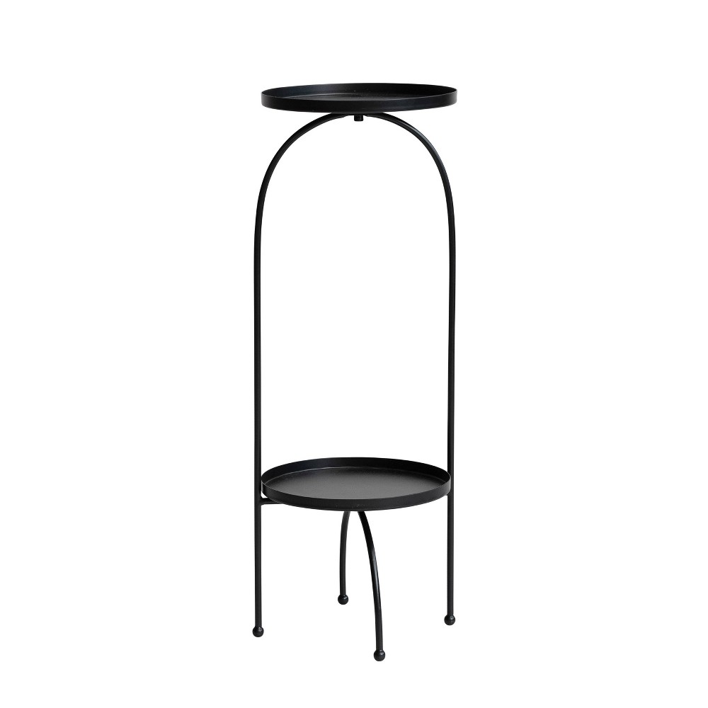 Photos - Dining Table Storied Home Metal Two-Tier Accent Table and Plant Stand Black