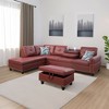 High-Quality Three-Piece Semi-PU Sofa, Living Room Furniture with Retro Copper Nail Details - 2 of 3