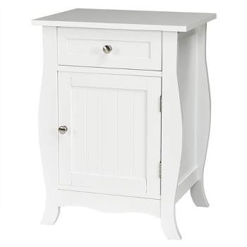 Costway Accent End Table with Drawer Storage Cabinet Wooden Nightstand White