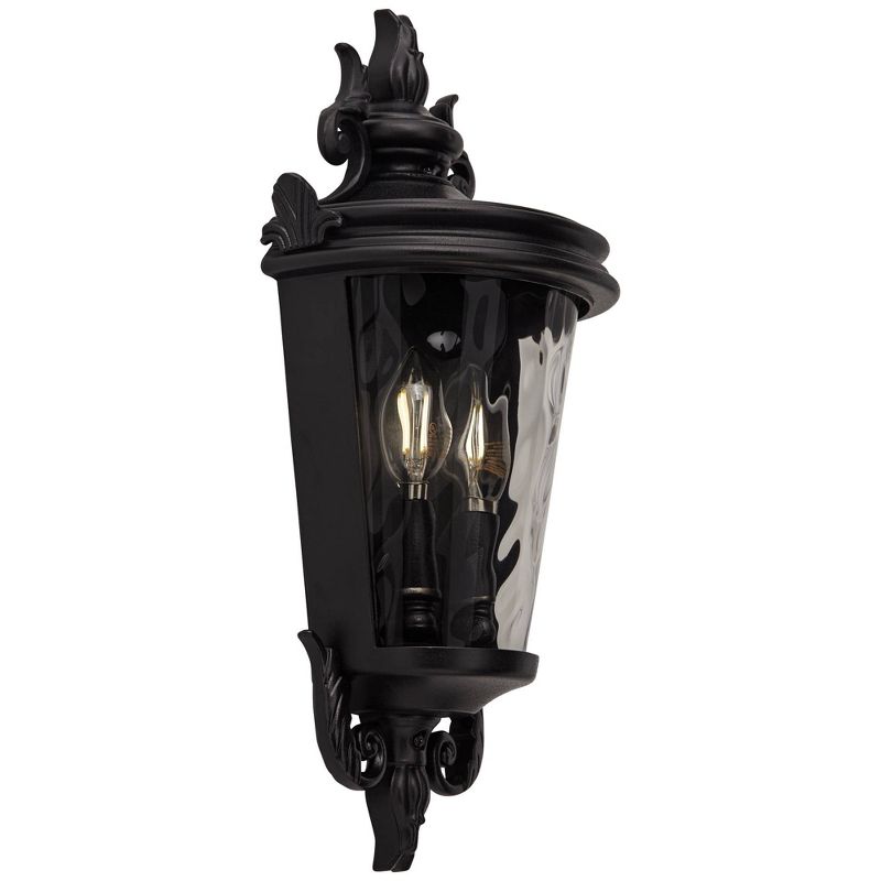 John Timberland Casa Marseille Vintage Rustic Outdoor Wall Light Fixture Textured Black Scroll 17" Clear Hammered Glass for Post Exterior Barn Deck, 5 of 9