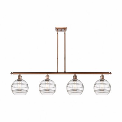 Rochester - 4 Light Stem Hung Island In Industrial Style-10.38 Inches Tall and 48 Inches Wide