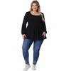 Agnes Orinda Women's Plus Size Casual Knit Peplum Scoop Neck Long Sleeve Trendy Blouses - 3 of 4