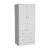 ORRD White Armoire 71" H with 2 Doors, 2 Drawers & Hanging Rod | Freestanding Wardrobe for Bedroom Storage | Easy Assembly Closet - 4 of 4