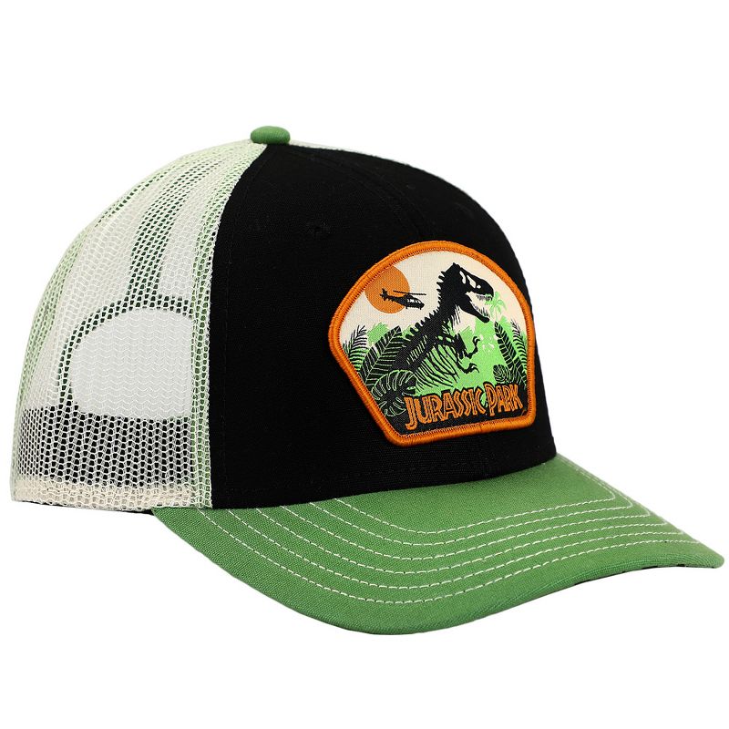 Jurassic Park Washed Canvas Trucker Hat with Embroidery Patch and Underbill Print Snapback hat, 3 of 7