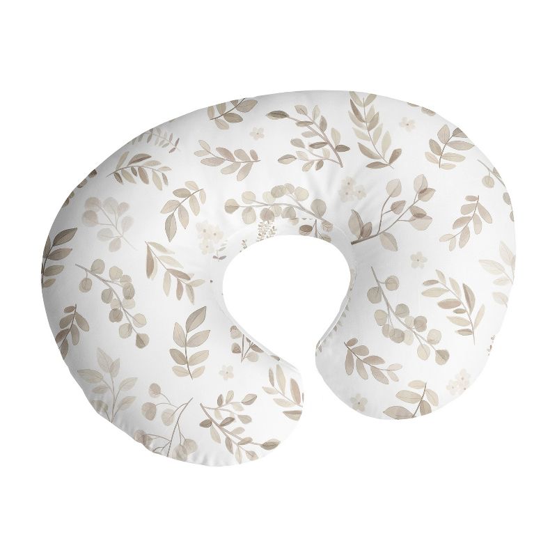 Sweet Jojo Designs Boy or Girl Gender Neutral Unisex Support Nursing Pillow Cover (Pillow Not Included) Botanical Beige and Taupe, 1 of 5