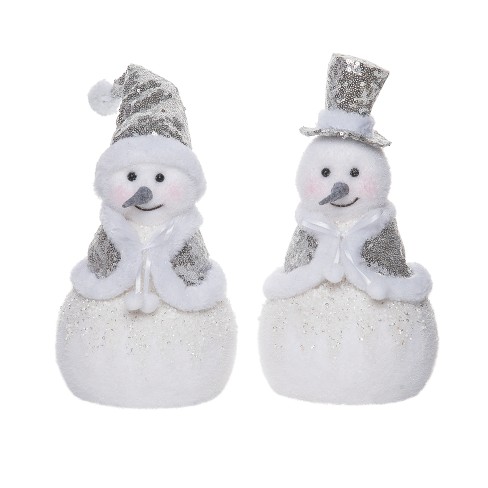 Transpac Foam Glitz Snowman Decor Set of 2 Christmas Home Decorations - image 1 of 1