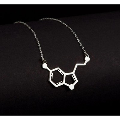 Serotonin Necklace, Skeletal formula of Dopamine in Sterling Silver Necklace for Women
