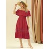 Allegra K Women's Off Shoulder Ruffle Lace Insert High Waist Short Sleeve Flowy Maxi Dress - 3 of 4
