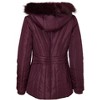 Sportoli Womens Winter Coat Faux Fur Trim Hooded Down Alternative Puffer Jacket - 2 of 4