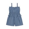 Hope & Henry Girls'  Sleeveless Smocked Waist Chambray Romper, Toddler - 3 of 4