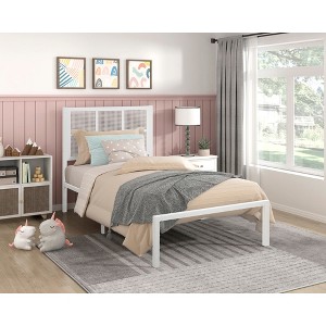 Twin Size Metal Platform Bed with Headboard for Bedroom - 1 of 4