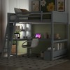 TIRAMISUBEST Full Size Loft Bed with L-shaped Desk, LED light and USB Charging Station, Wooden Loft Bedframe with Storage Bench with 2 Drawers - 2 of 4