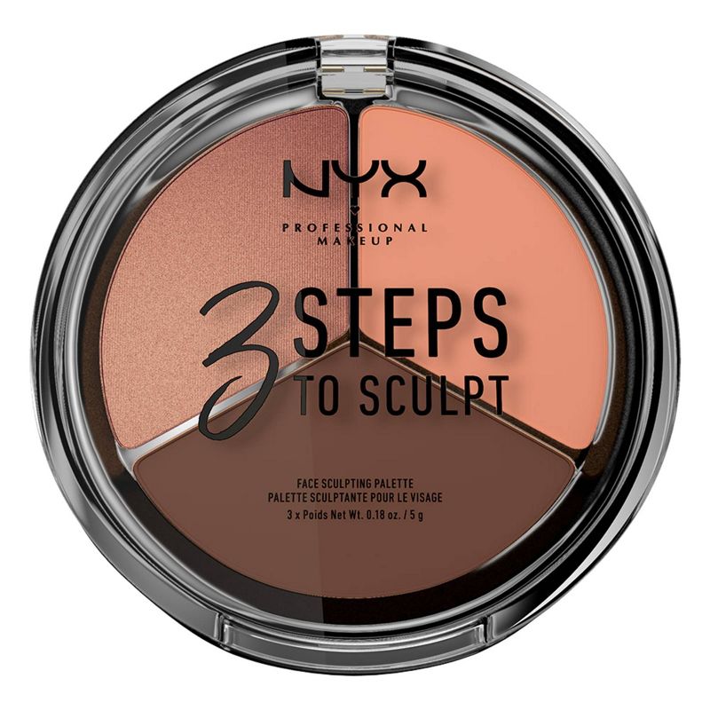 NYX Professional Makeup 3 Steps to Sculpt Face Sculpting Pressed Powder Palette - 0.54oz, 1 of 7